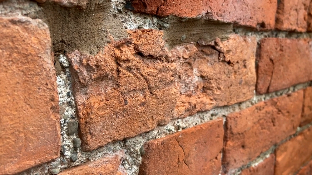 Damaged brickwork
